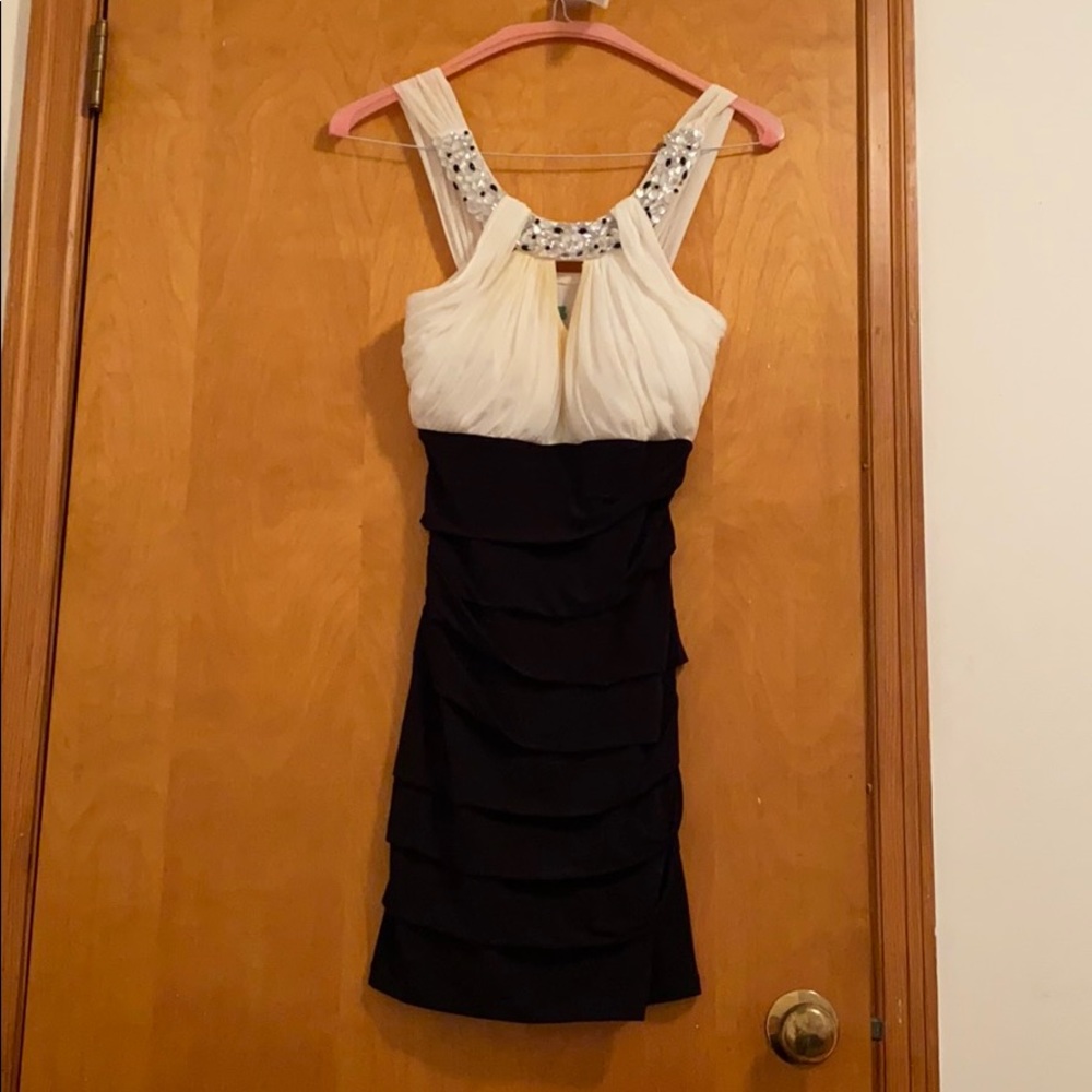Black and white embellished dress